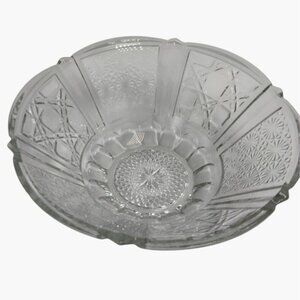 Cut Glass Bowl Flower Starburst Thumbprint Elegant Wedding Regency 7 inch